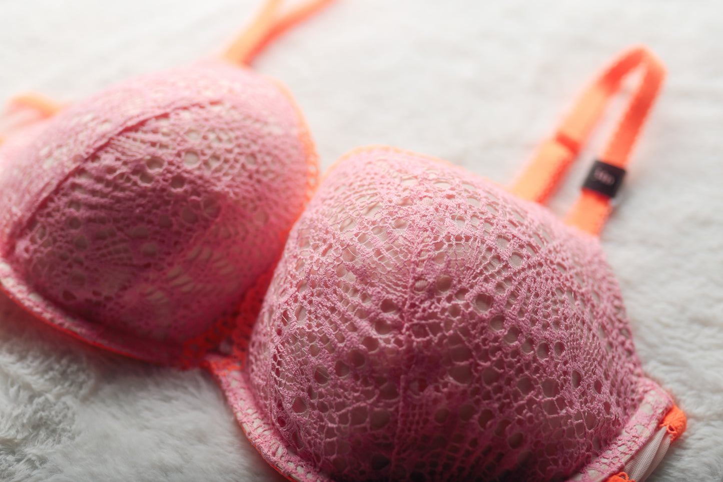 Victoria's Secret 34D Padded Demi Underwire Push-up Bra Orange Pink NEW
