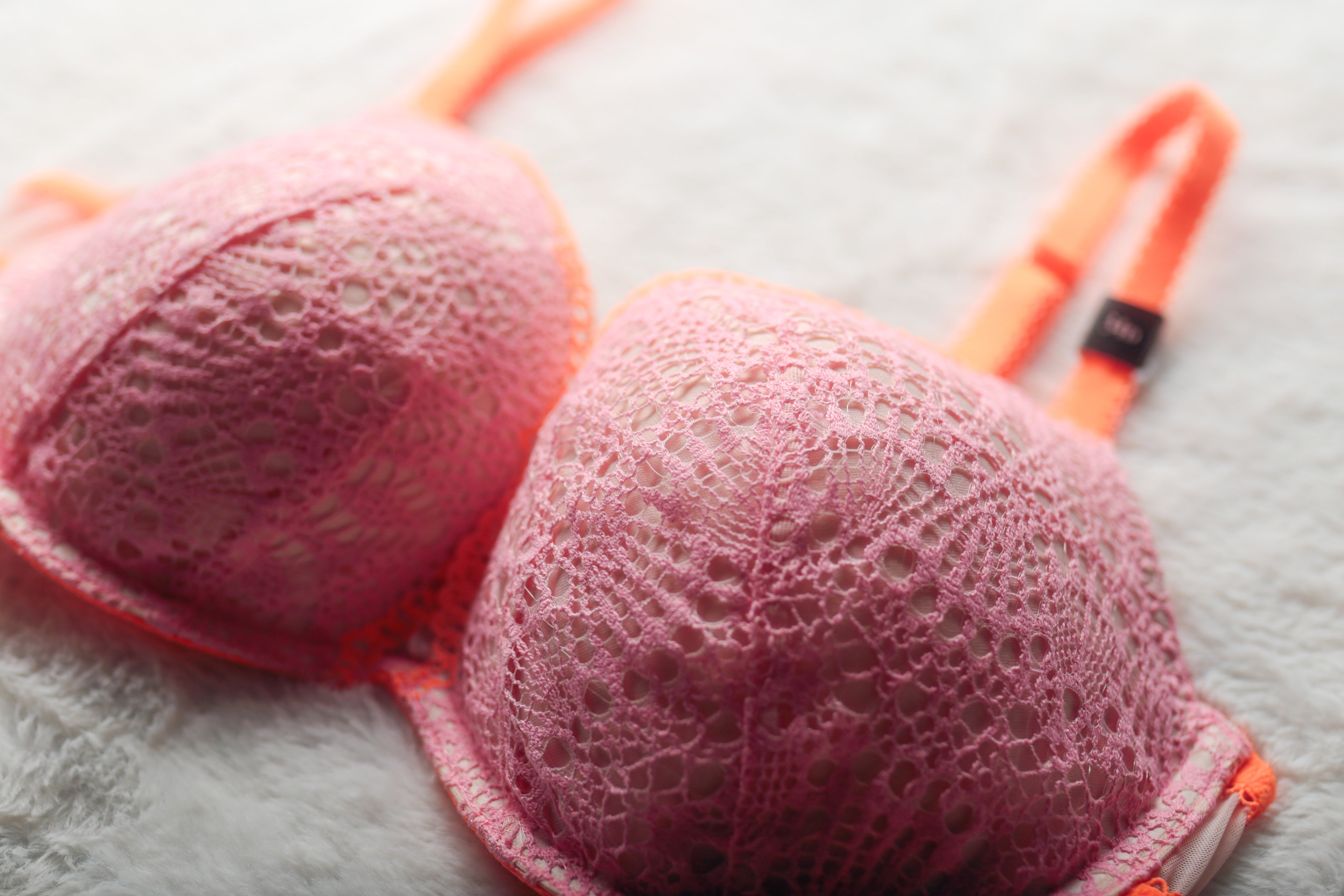 Victoria's Secret 34D Padded Demi Underwire Push-up Bra Orange Pink NEW