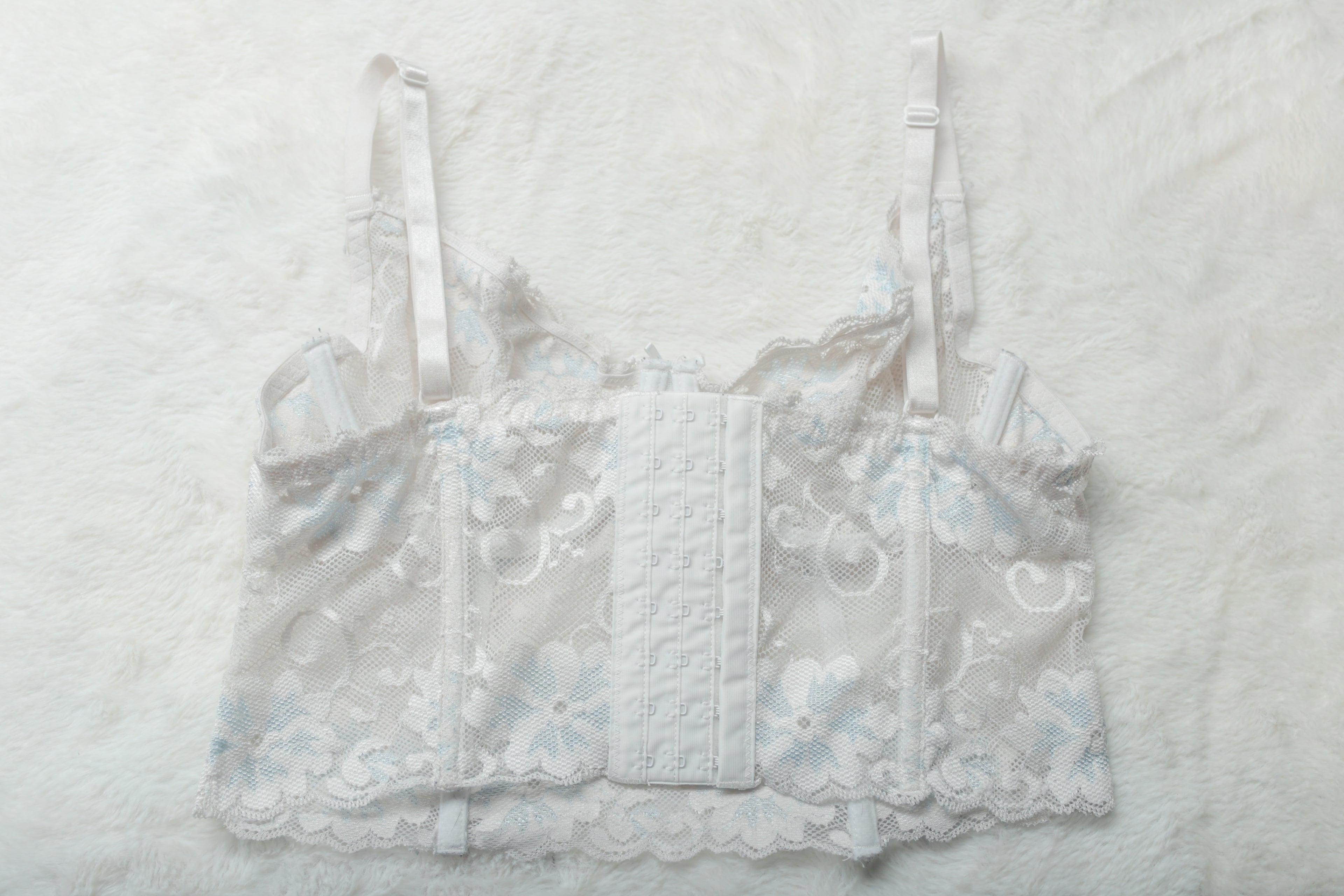 Dreamgirl Sheer Unlined Floral Lace Boned Bustier Corset Bra Large