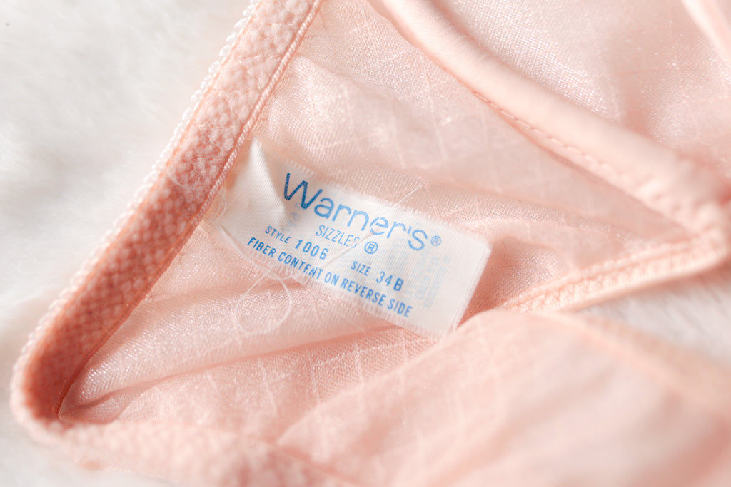 Warner's Vintage Sizzles 34B Unlined Sheer Mesh Front Close Demi Bra Pink