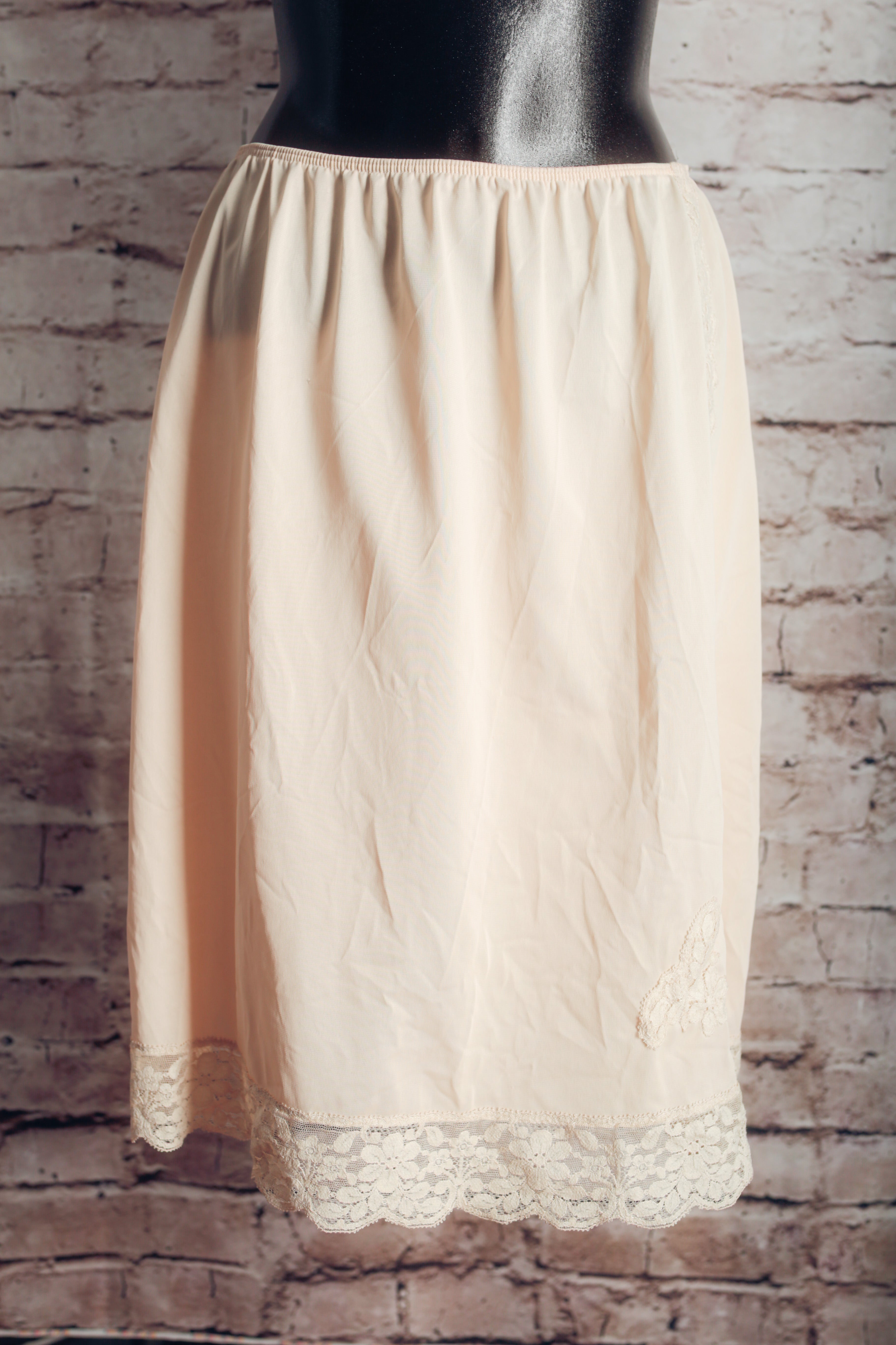 Sears Vintage Satin Lace Short Half Slip USA-made Large Tall