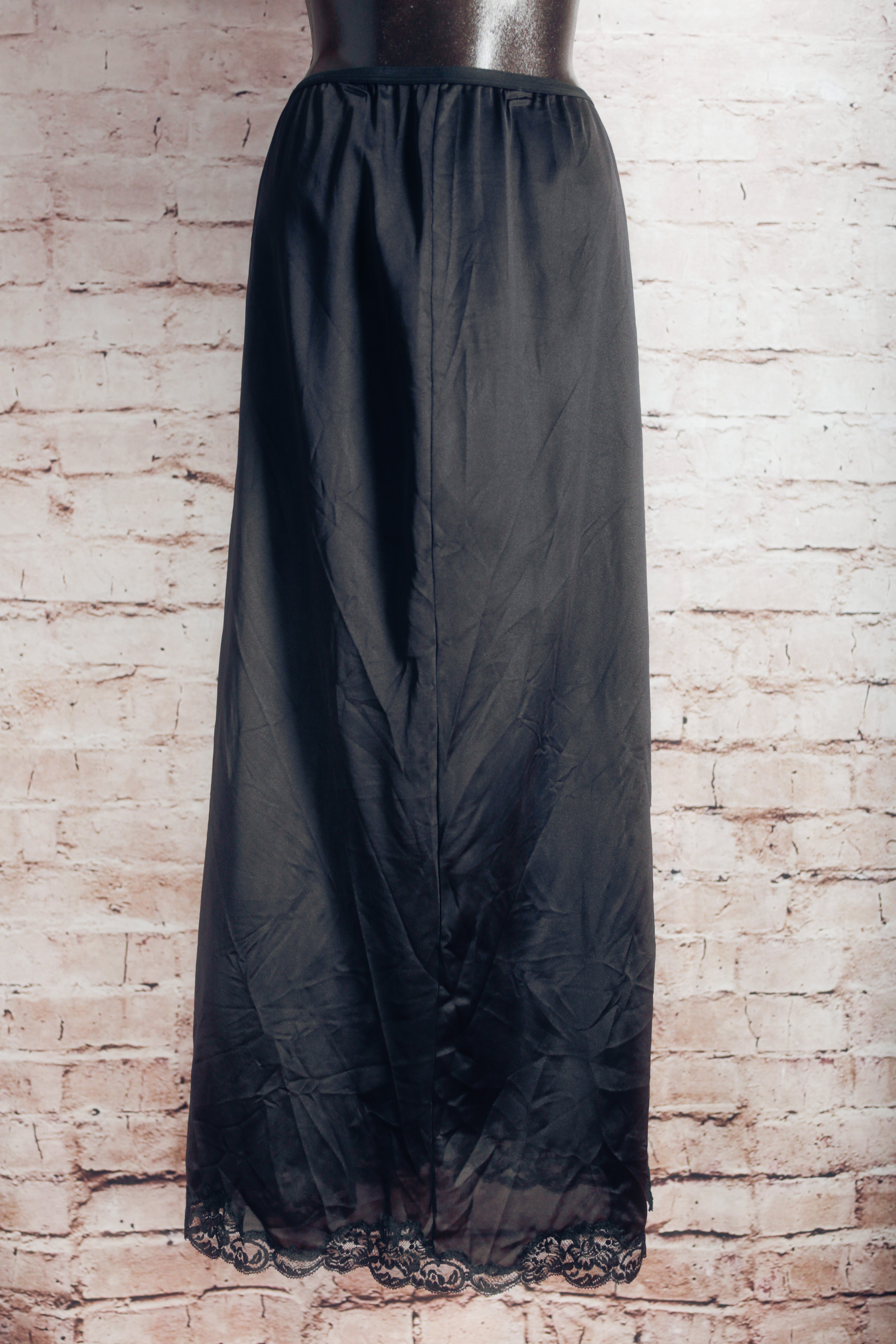 Wonder Maid Vintage Black Maxi Long Half Slip USA-made Medium