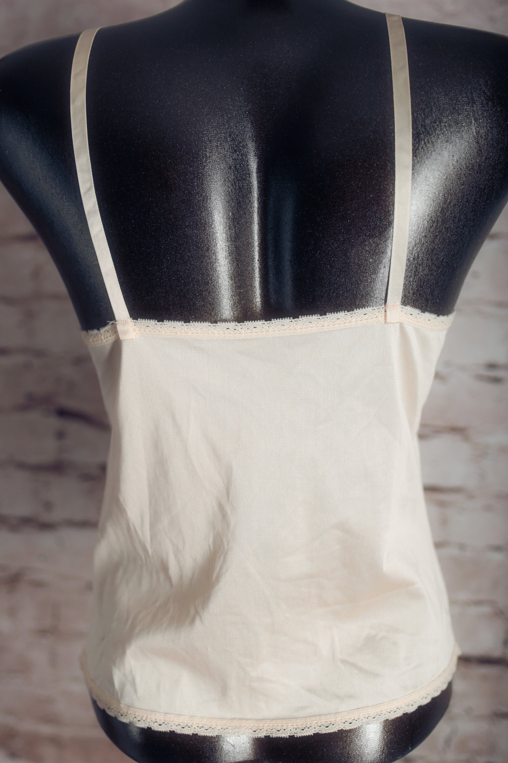 Vintage Pink Satin and Sheer Lace Camisole Chemise Small