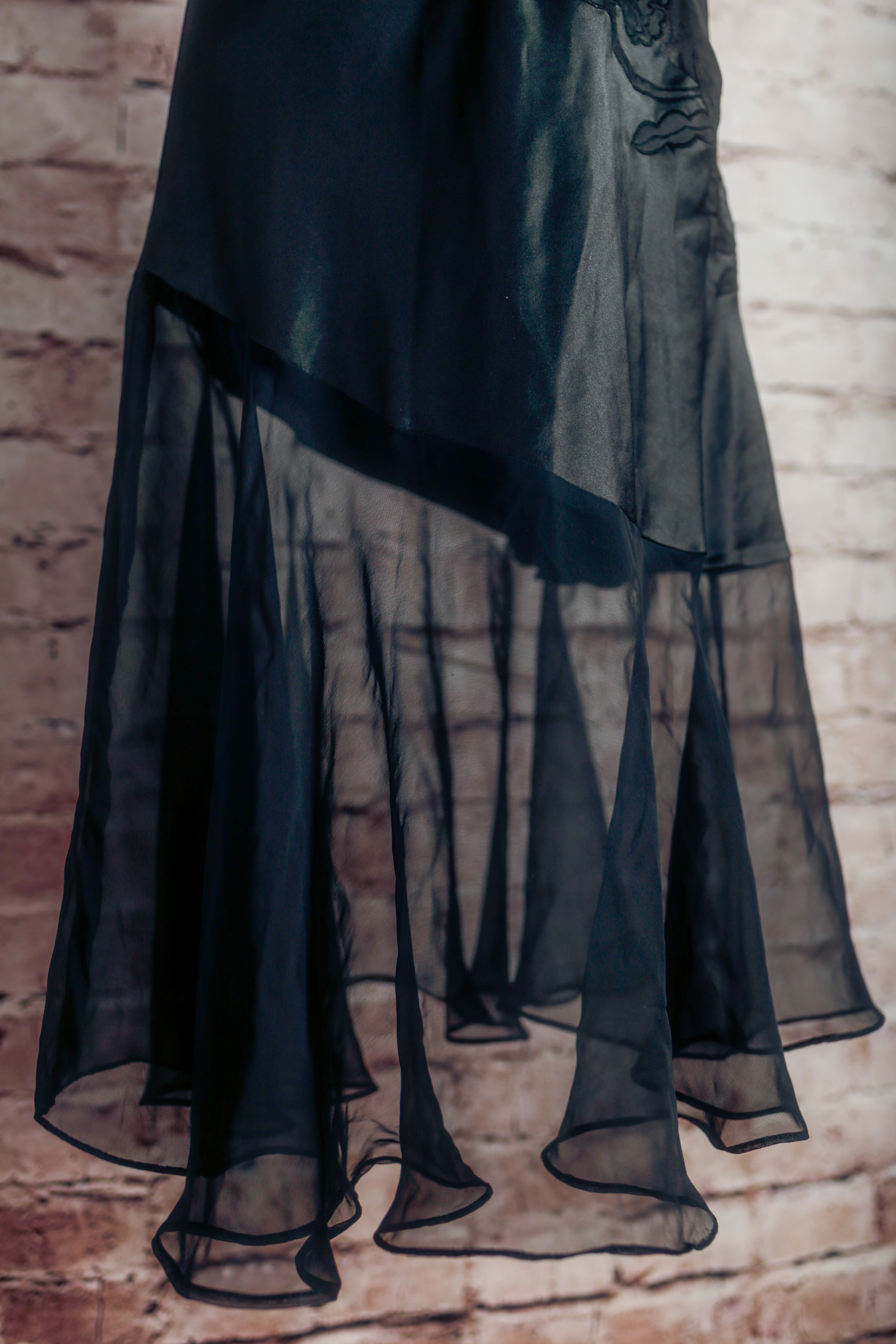 Victoria's Secret Vintage Gold Label Black Sheer Mesh Satin Chemise Nightgown Lingerie Medium