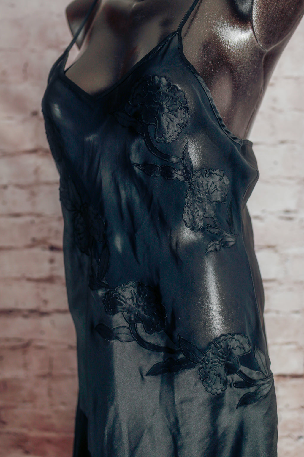 Victoria's Secret Vintage Gold Label Black Sheer Mesh Satin Chemise Nightgown Lingerie Medium