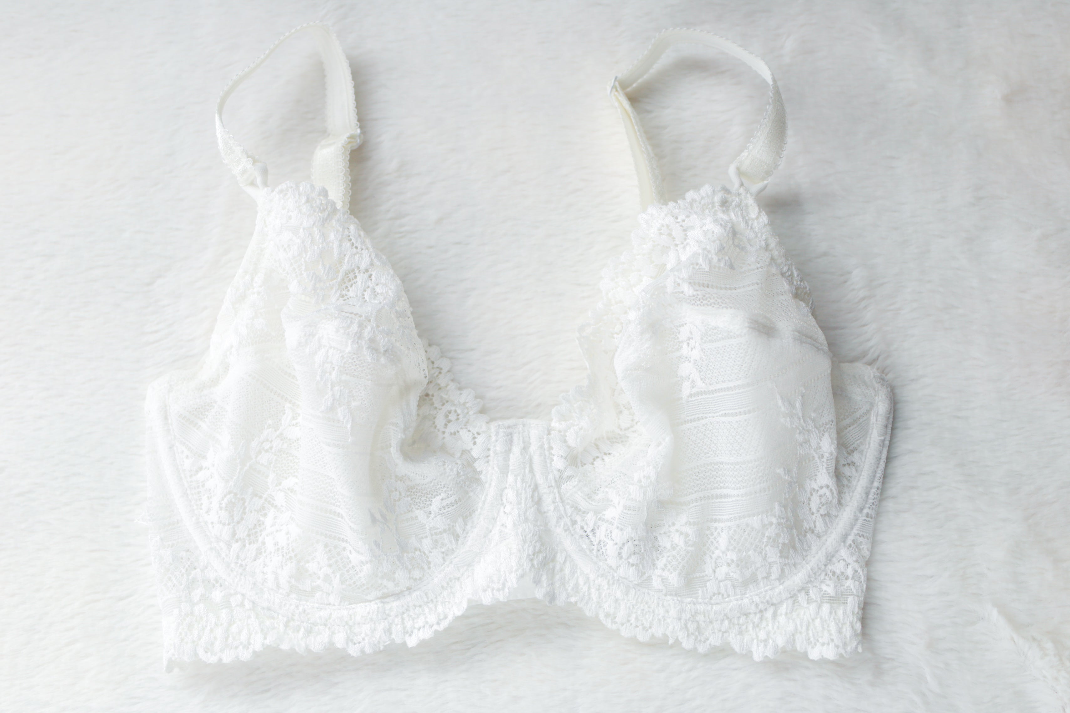 Wacoal 32DD Embrace Lace 65191 Unlined Sheer Embroidered Underwire Bra White Boho