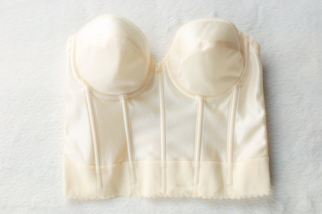 Dominique Low Back Boned Corset Bustier Bridal Bra Ivory 34B