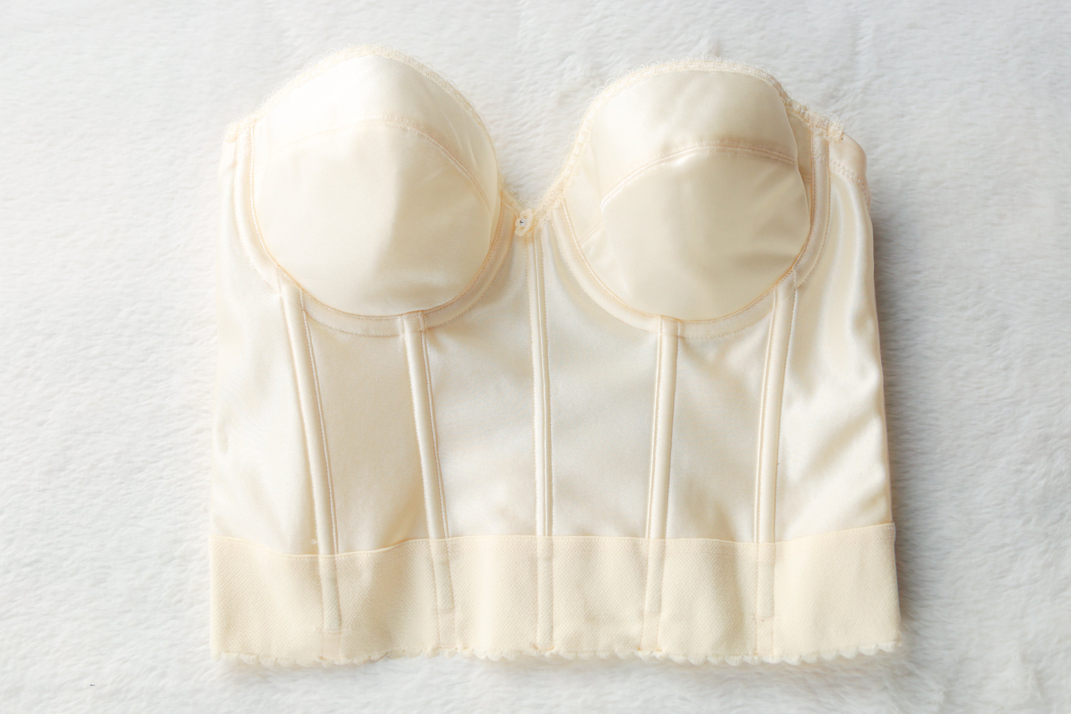 Dominique Low Back Boned Corset Bustier Bridal Bra Ivory 34B