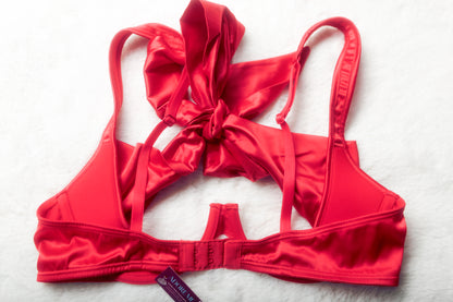 Adore Me Gynger Satin Peek-a-book Open Cup Bra Red Medium NEW
