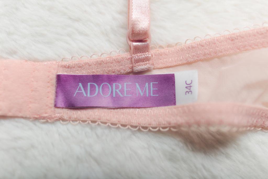 Adore Me 34C Enna Contour Ribbon Corset Cup Balconette Underwire Pink Lace