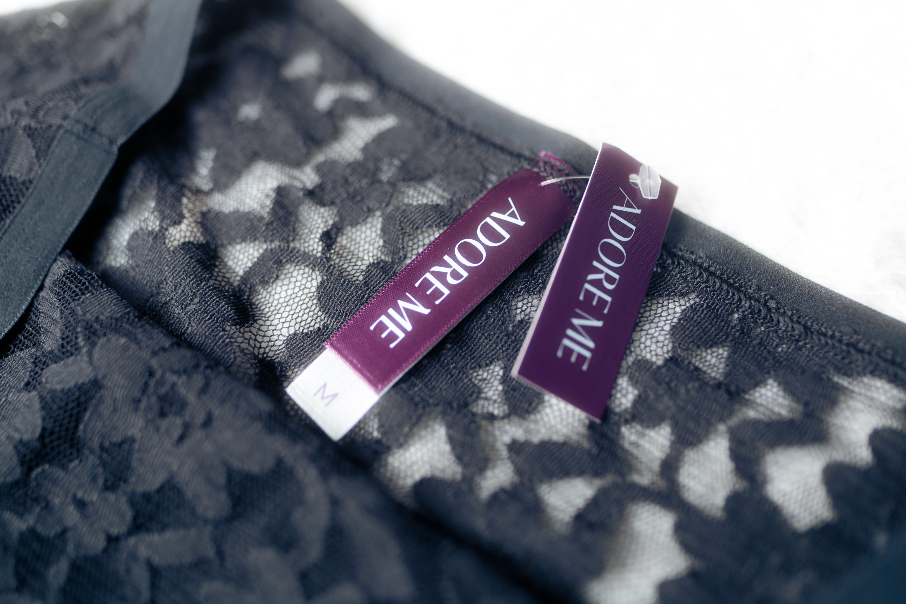 Adore Me Black Sheer Lace French Cut Panties Medium NEW