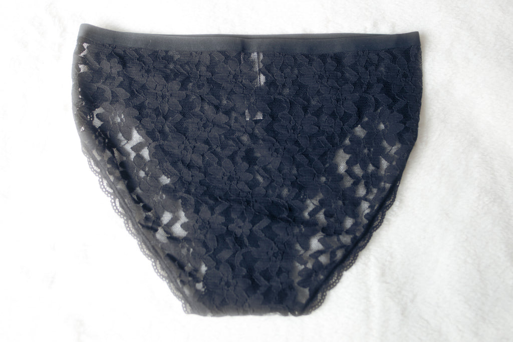 Adore Me Black Sheer Lace French Cut Panties Medium NEW