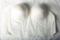 Le Mystere 34DD 34E Satin Lace Bridal Basque Corset Bustier Bra White