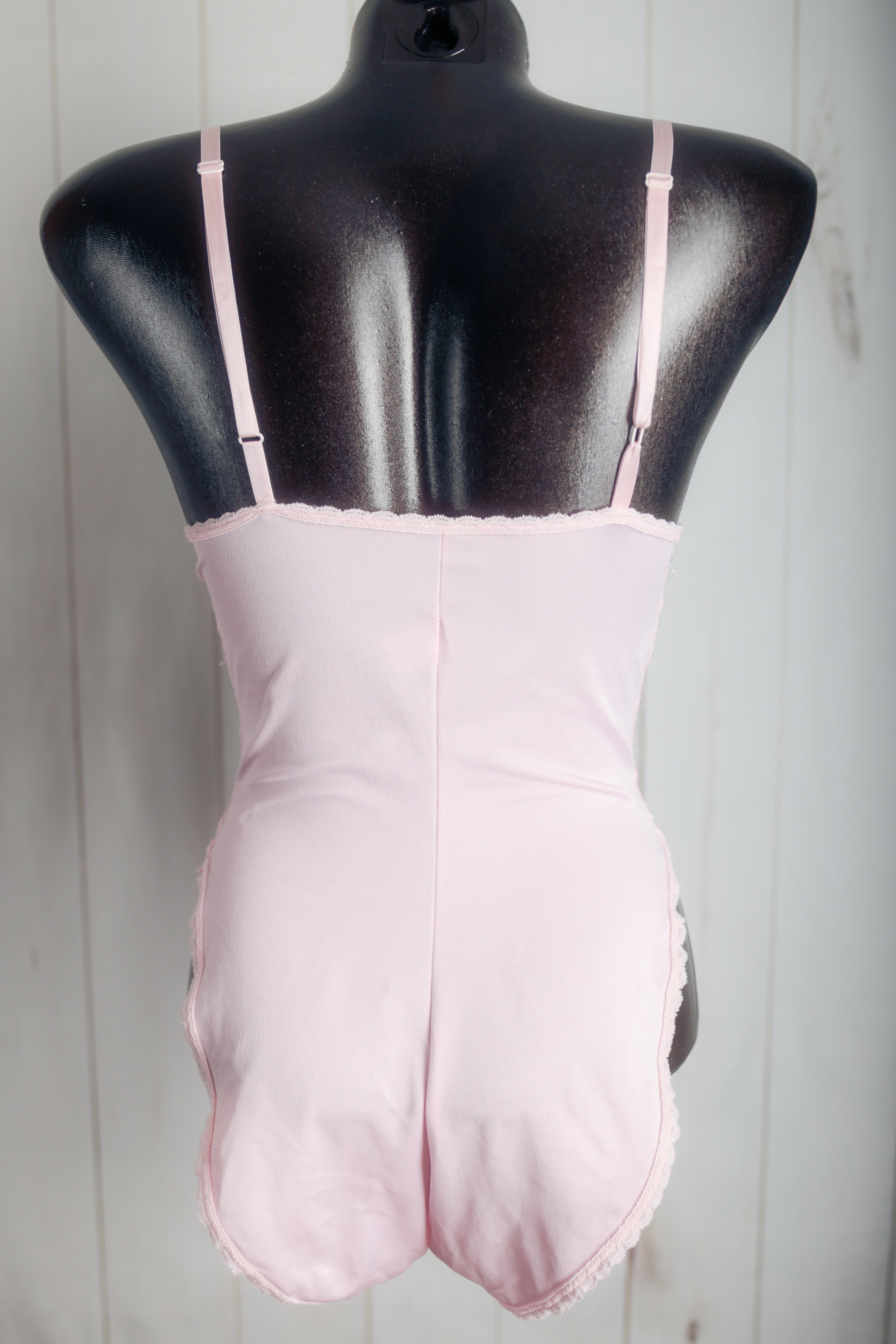 Faris Sheer Lace Mesh Coquette Teddy Lingerie Medium Pink