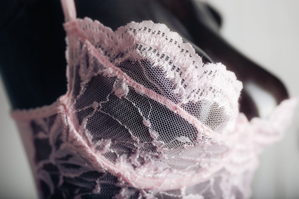 Faris Sheer Lace Mesh Coquette Teddy Lingerie Medium Pink