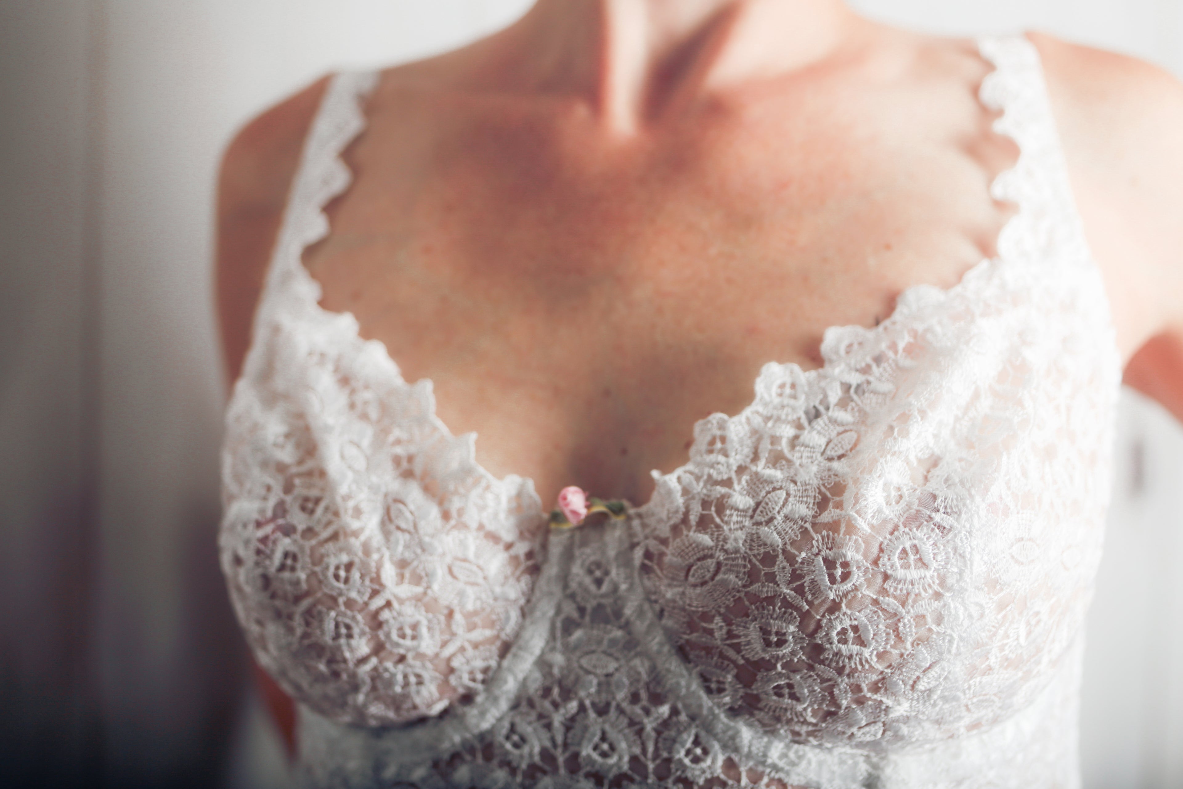 Victoria's Secret Vintage 90s 34DD Sheer Lace Bustier Corset Boned Bra and Thong Panty Set White