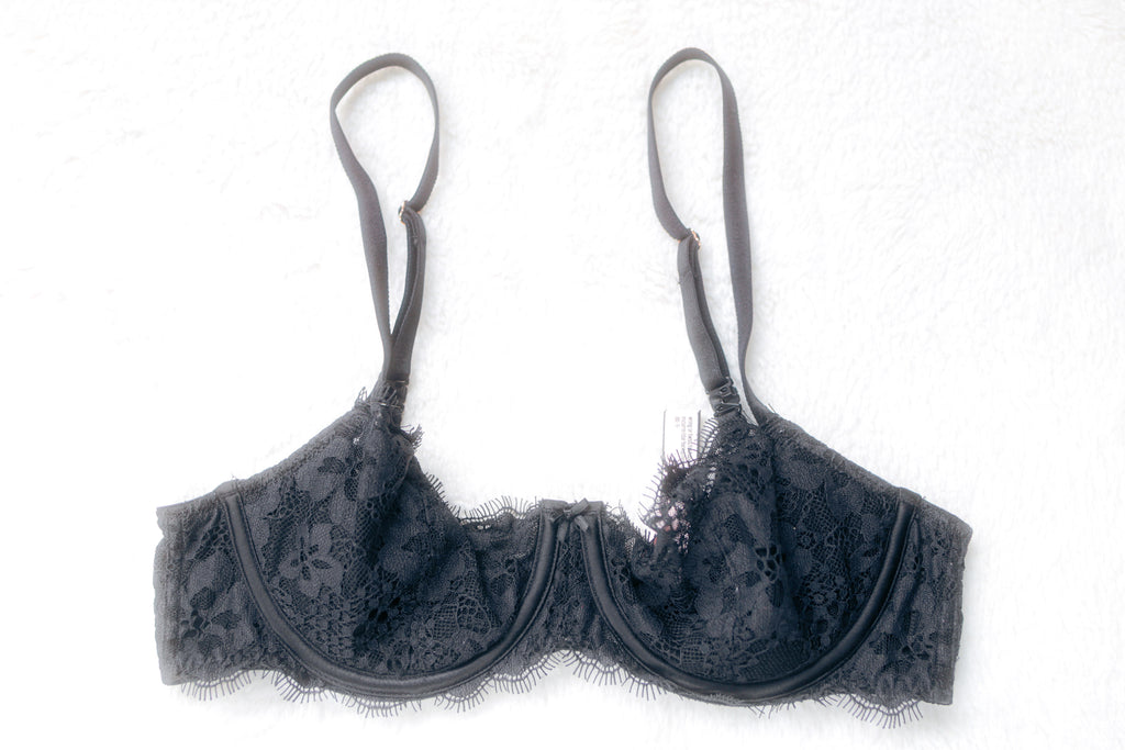 Victoria's Secret 32C Dream Angels Push-up Unpadded Unlined Lace Demi Bra Black
