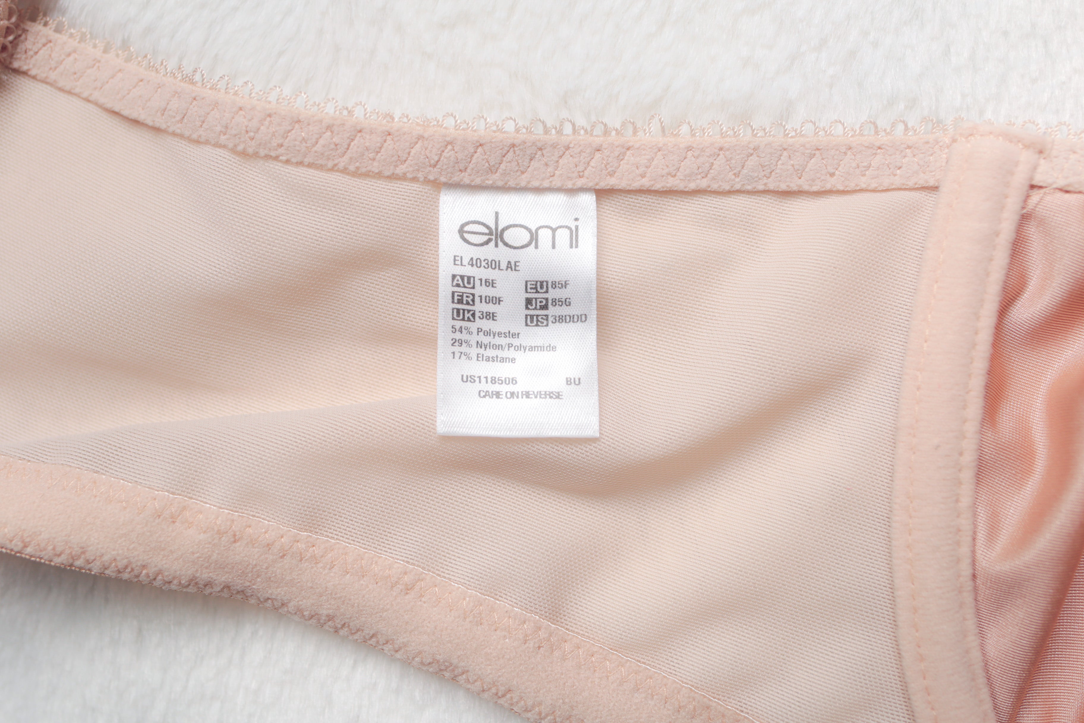 Elomi US 38DDD UK 38E EL4030 Cate Full Cup Unlined Underwire Bra Beige