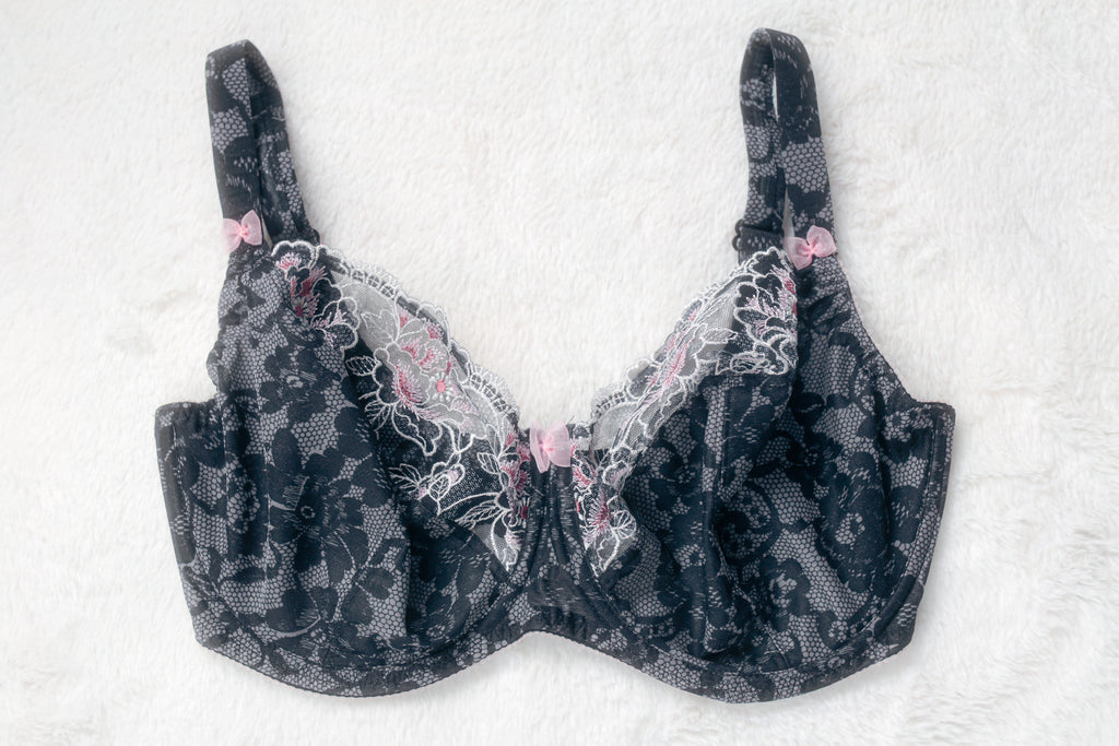 Fantasie 32GG Sharon Balcony Unlined Breathable Underwire Balconette Bra Black Floral FL2631