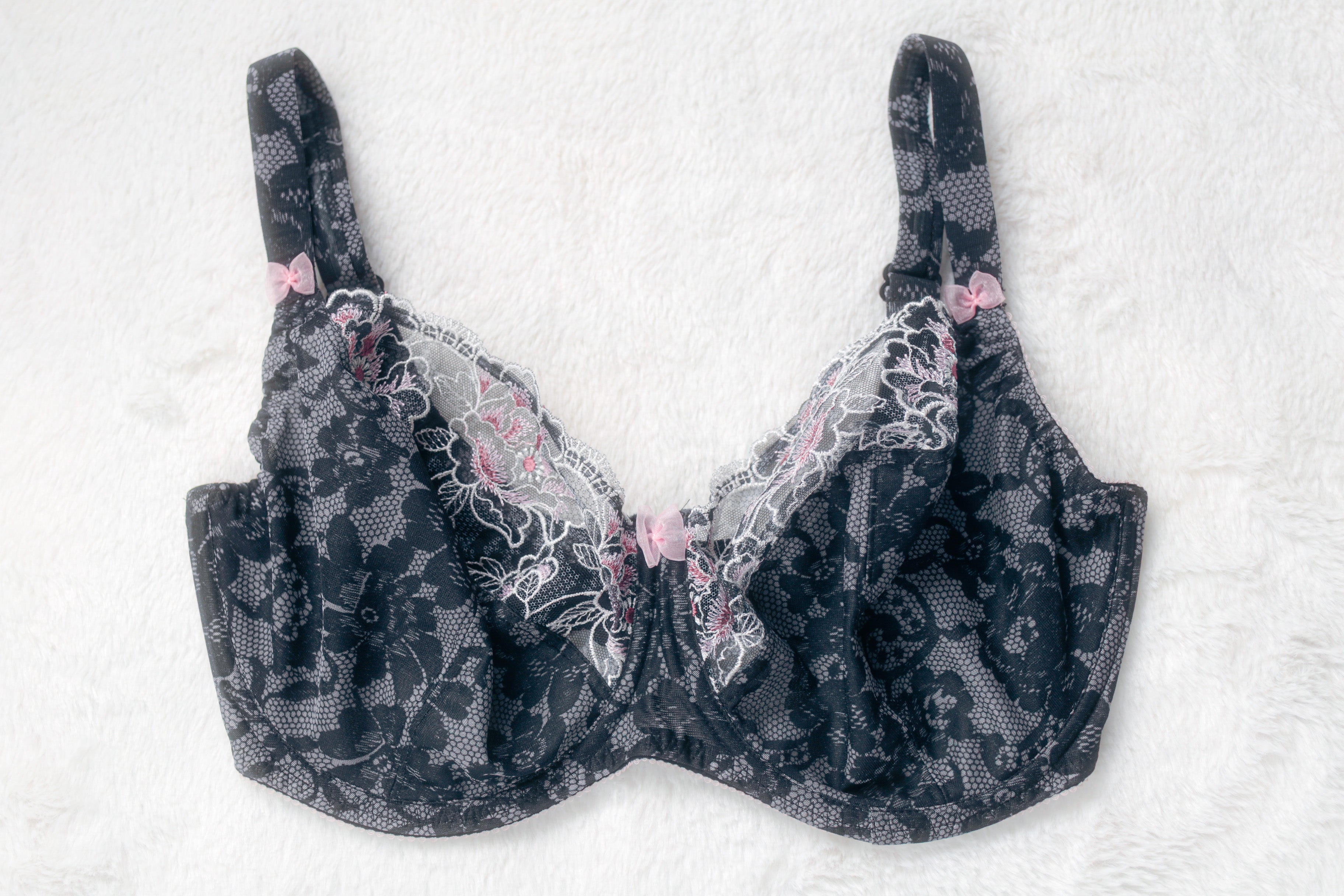 Fantasie 32GG Sharon Balcony Unlined Breathable Underwire Balconette Bra Black Floral FL2631