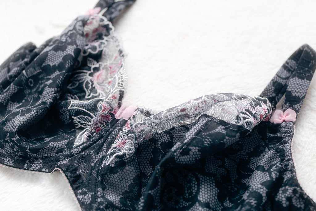 Fantasie 32GG Sharon Balcony Unlined Breathable Underwire Balconette Bra Black Floral FL2631
