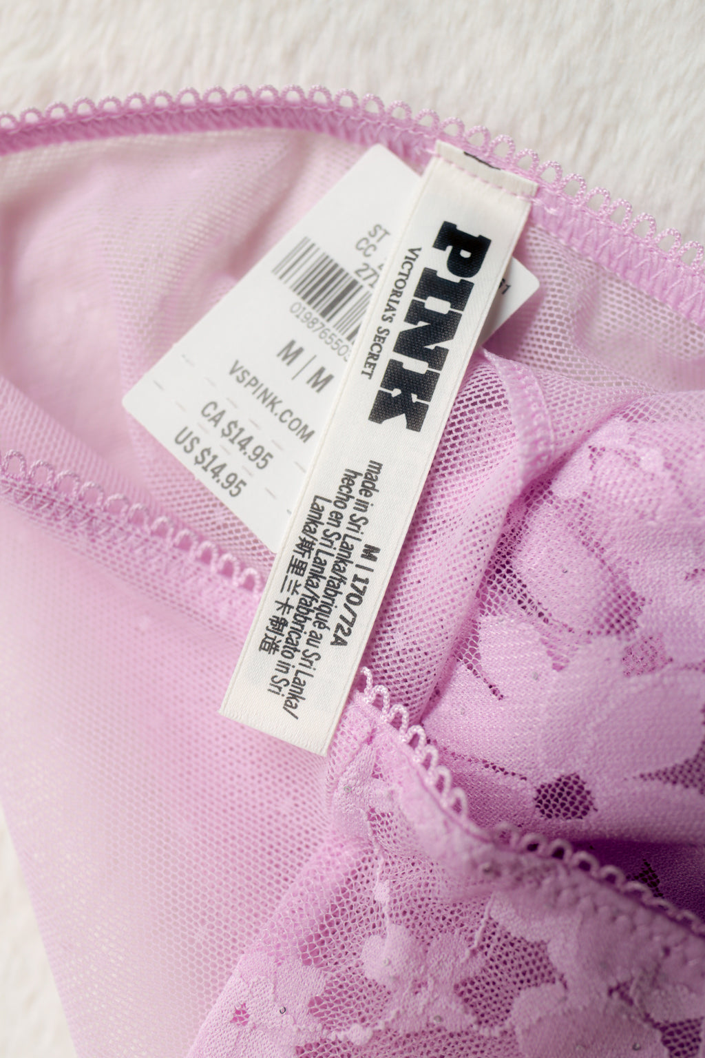 PINK Wink Sheer Lace Cheeky Panty Medium Pink NEW