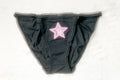 PINK Cotton String Bikini Panty Star Peekaboo Patch Medium Black NEW