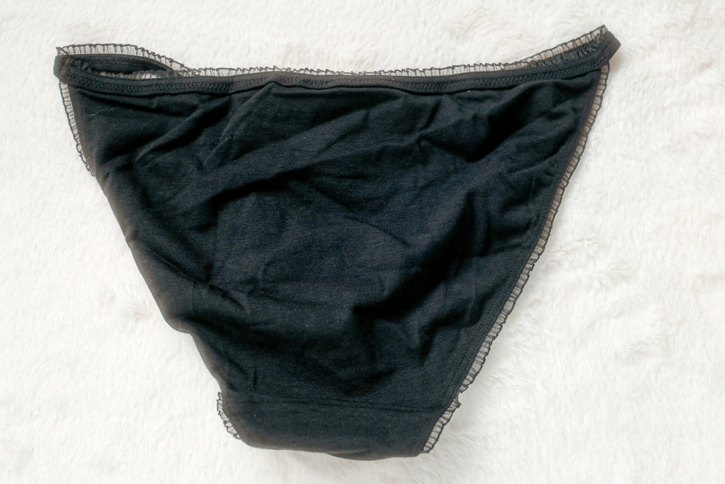 PINK Cotton String Bikini Panty Star Peekaboo Patch Medium Black NEW