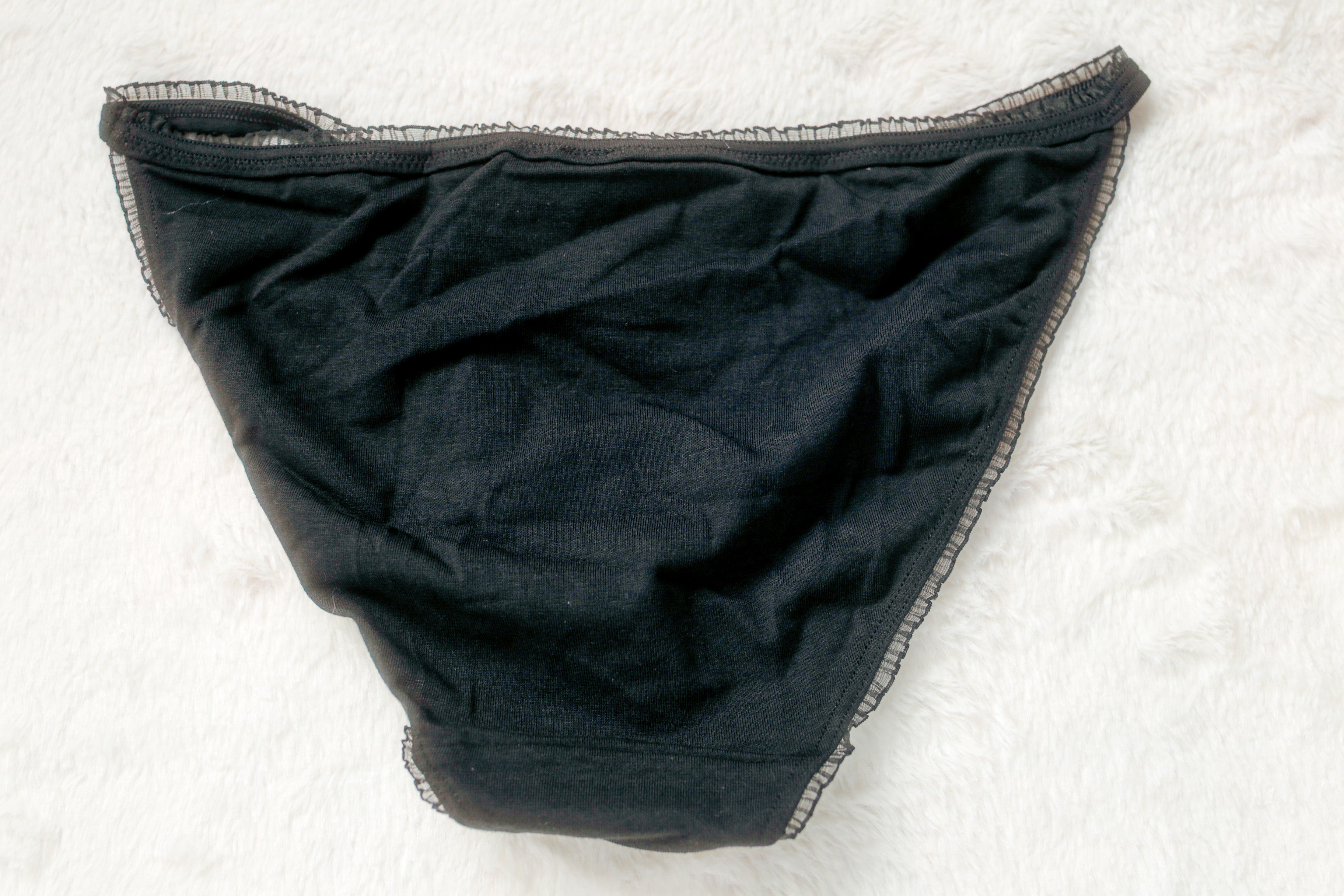 PINK Cotton String Bikini Panty Star Peekaboo Patch Medium Black NEW