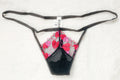 PINK Wink V-string Thong Panty Small Black Red NEW