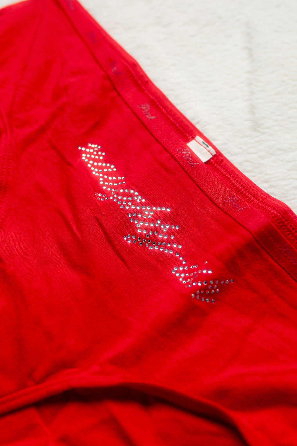 PINK Cotton Logo Hiphugger Panty Medium Naughty-ish Red NEW