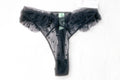 Honeydew Sheer Lace Mesh Thong Panty Medium Black NEW