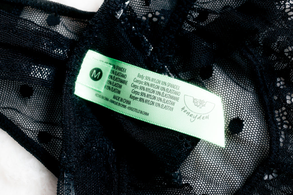 Honeydew Sheer Lace Mesh Thong Panty Medium Black NEW