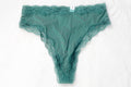 Maurice's High Waist Thong Panty Small Green Satin Lace NEW