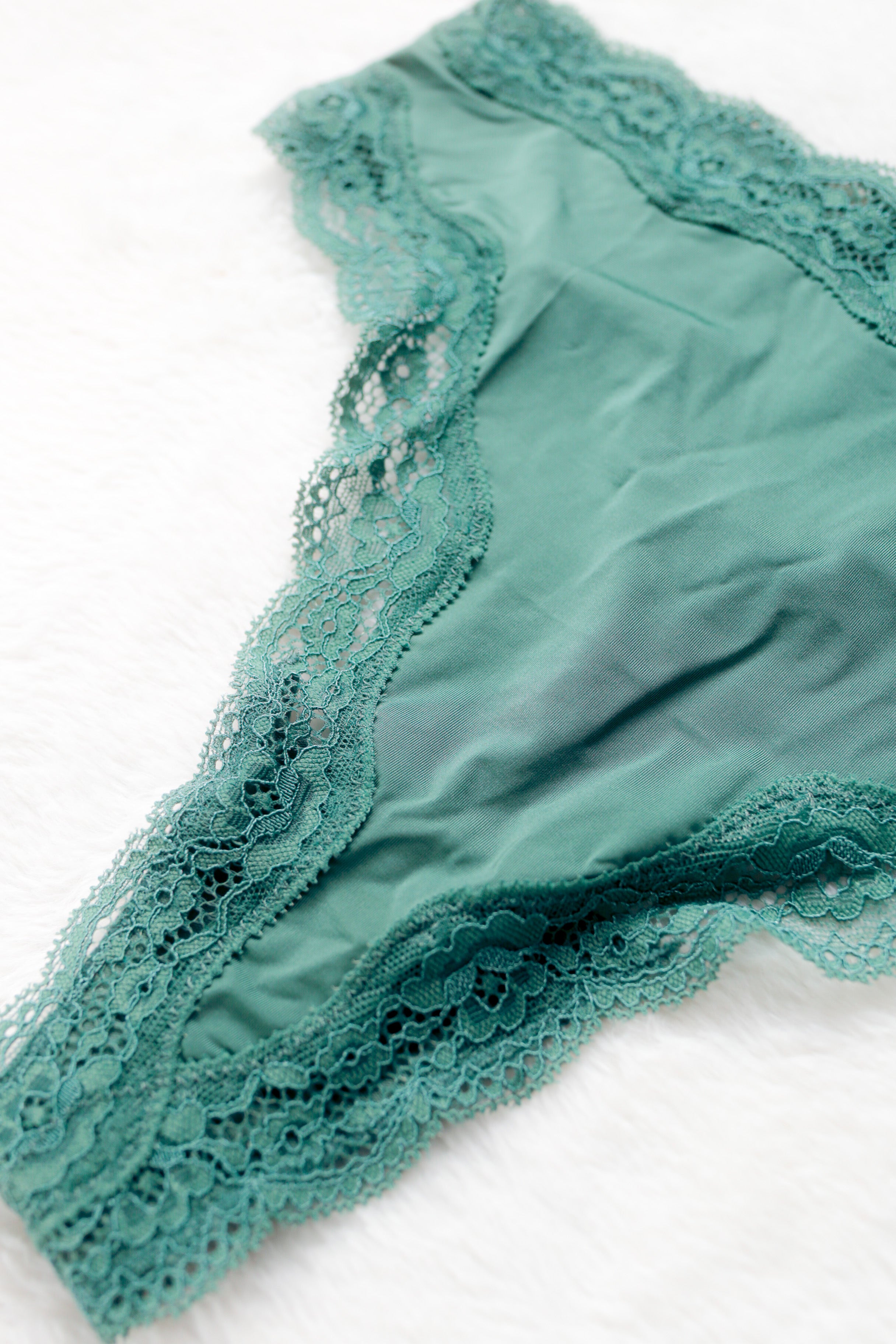 Maurice's High Waist Thong Panty Small Green Satin Lace NEW