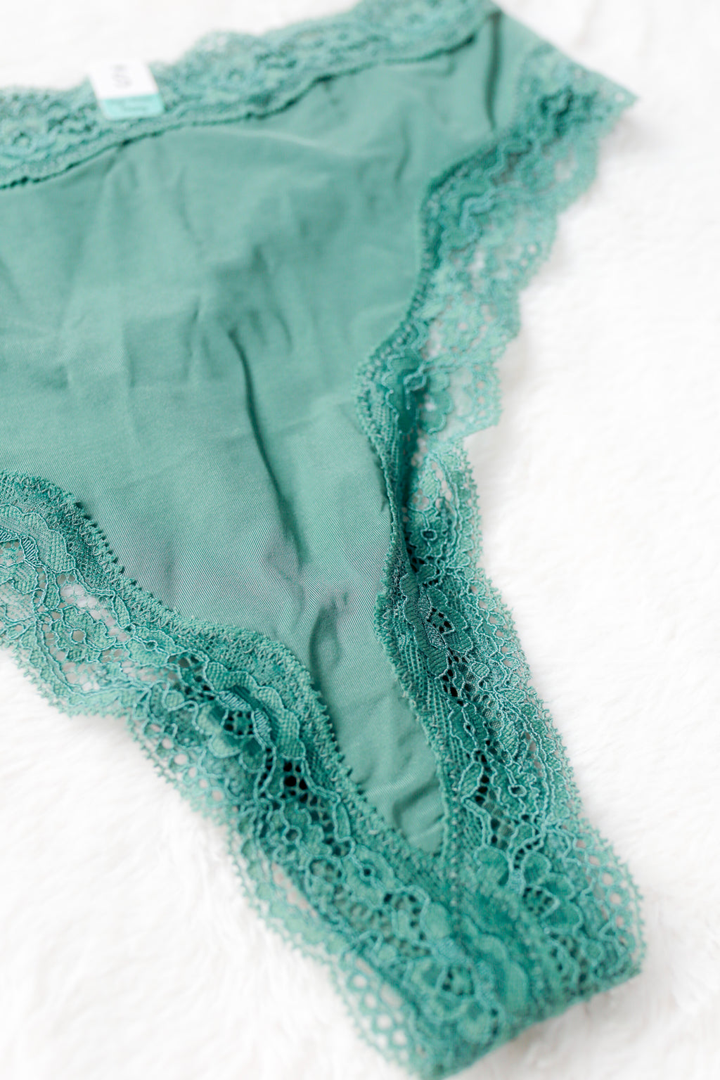 Maurice's High Waist Thong Panty Small Green Satin Lace NEW