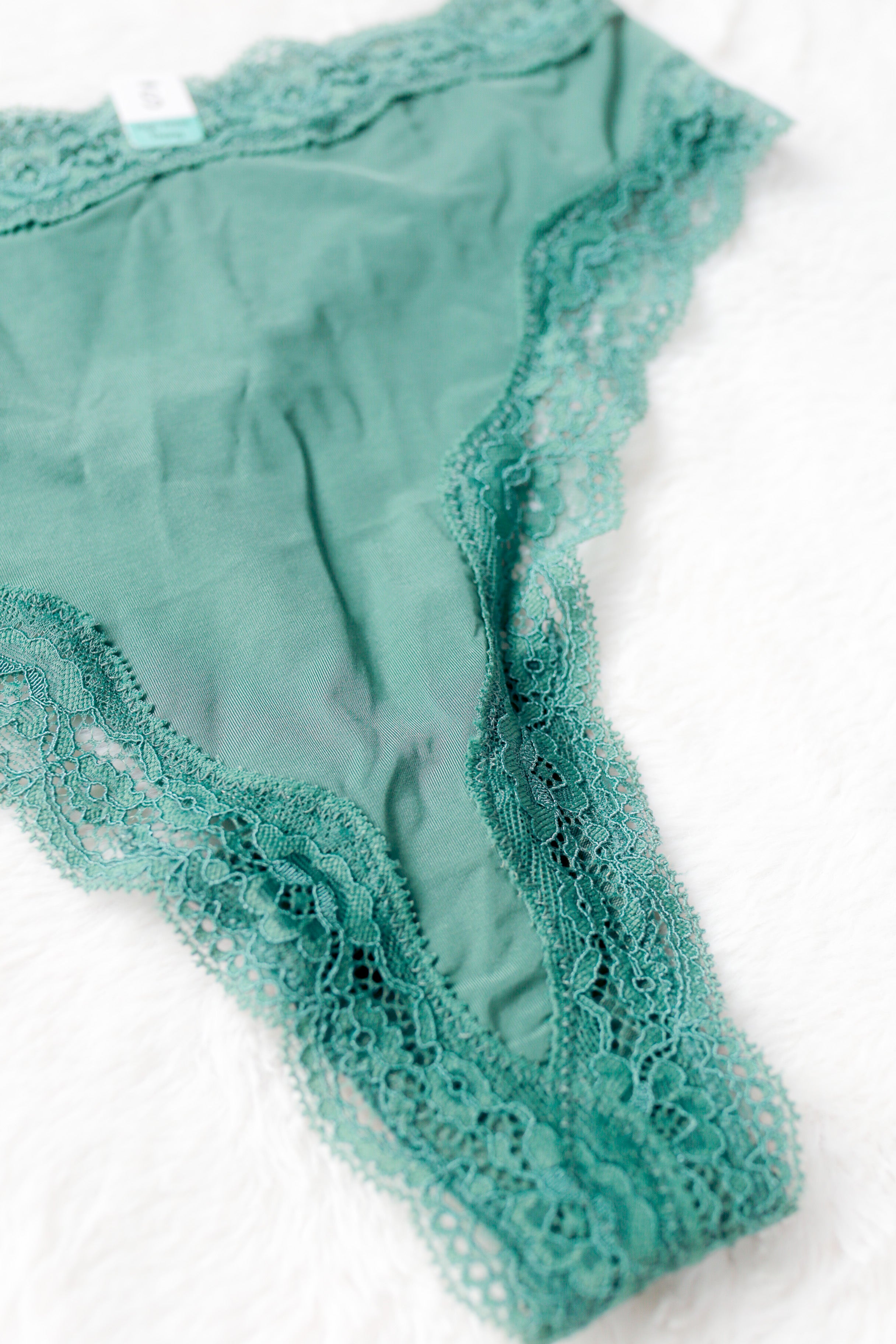Maurice's High Waist Thong Panty Small Green Satin Lace NEW
