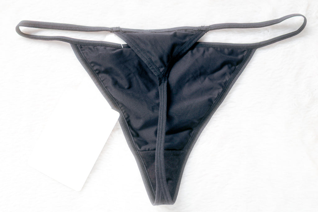 Maidenform String Embroidered Mesh Thong Panty 7 Large Black NEW