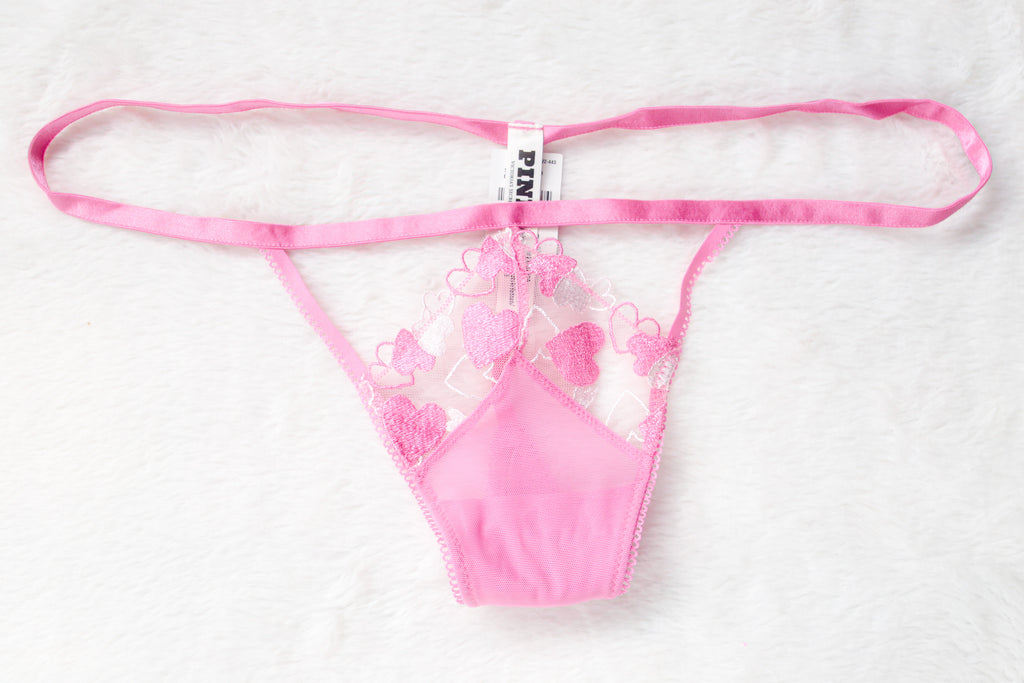 PINK Wink V-string Thong Panty Medium Pink NEW
