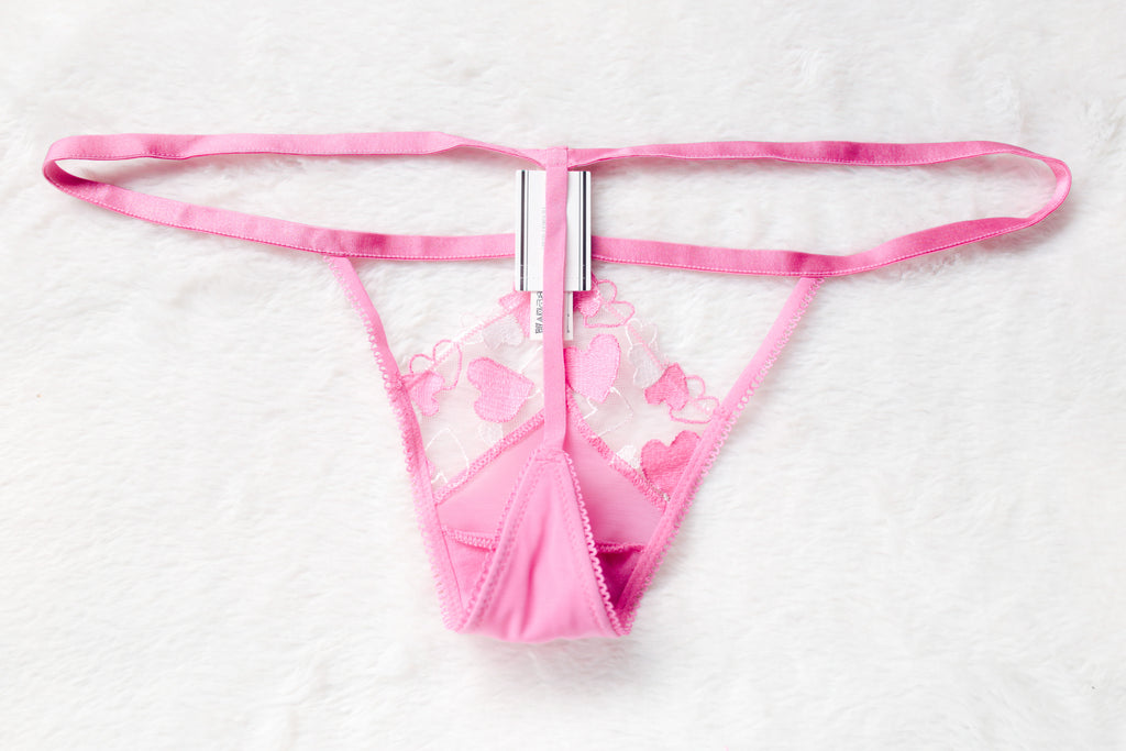 PINK Wink V-string Thong Panty Medium Pink NEW
