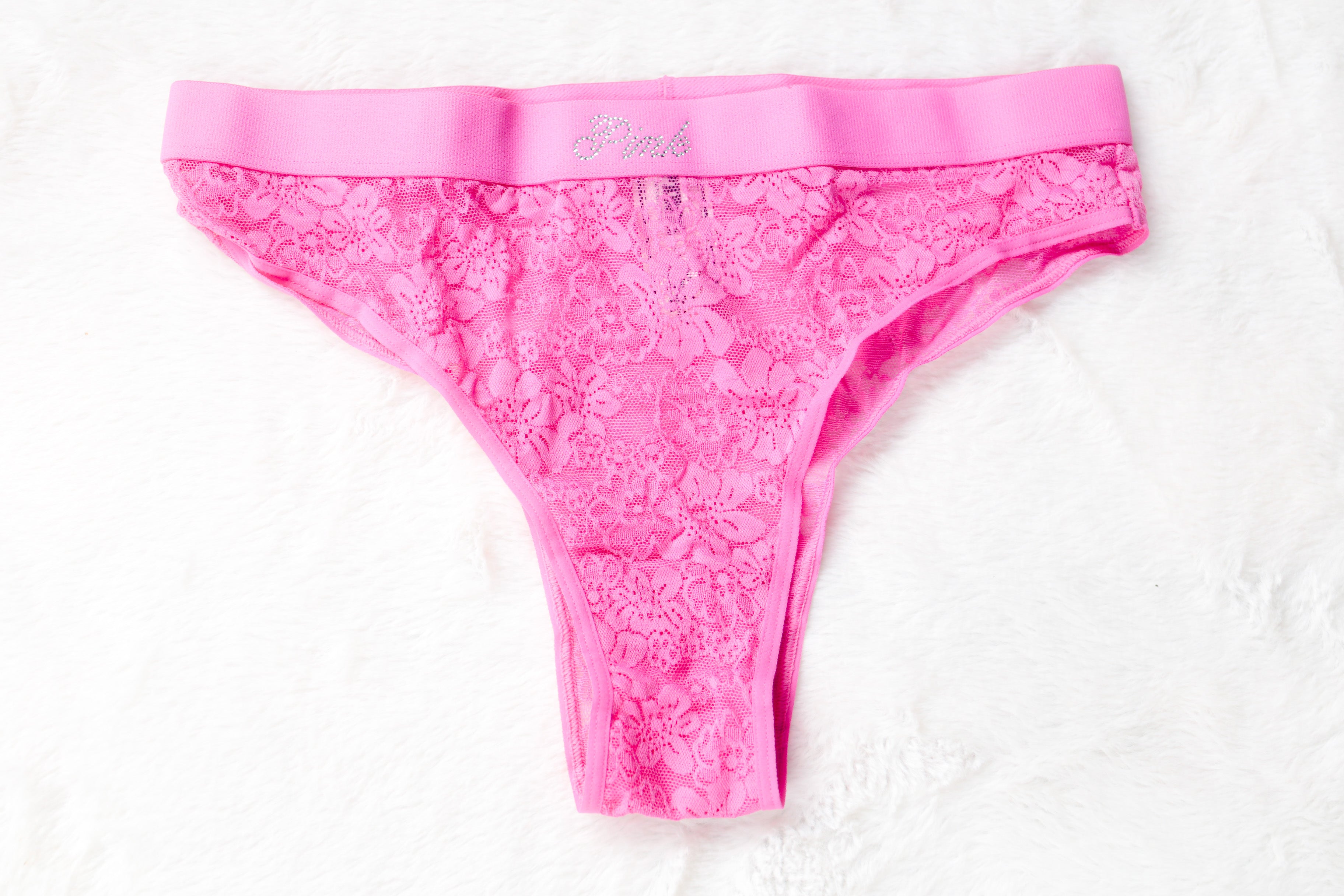 PINK Bling Lacie Logo Brazilian Panty Medium Pink NEW