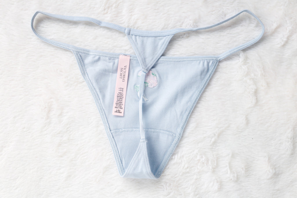 Victoria's Secret Bridal Cotton Stretch V-string Panty Medium NEW
