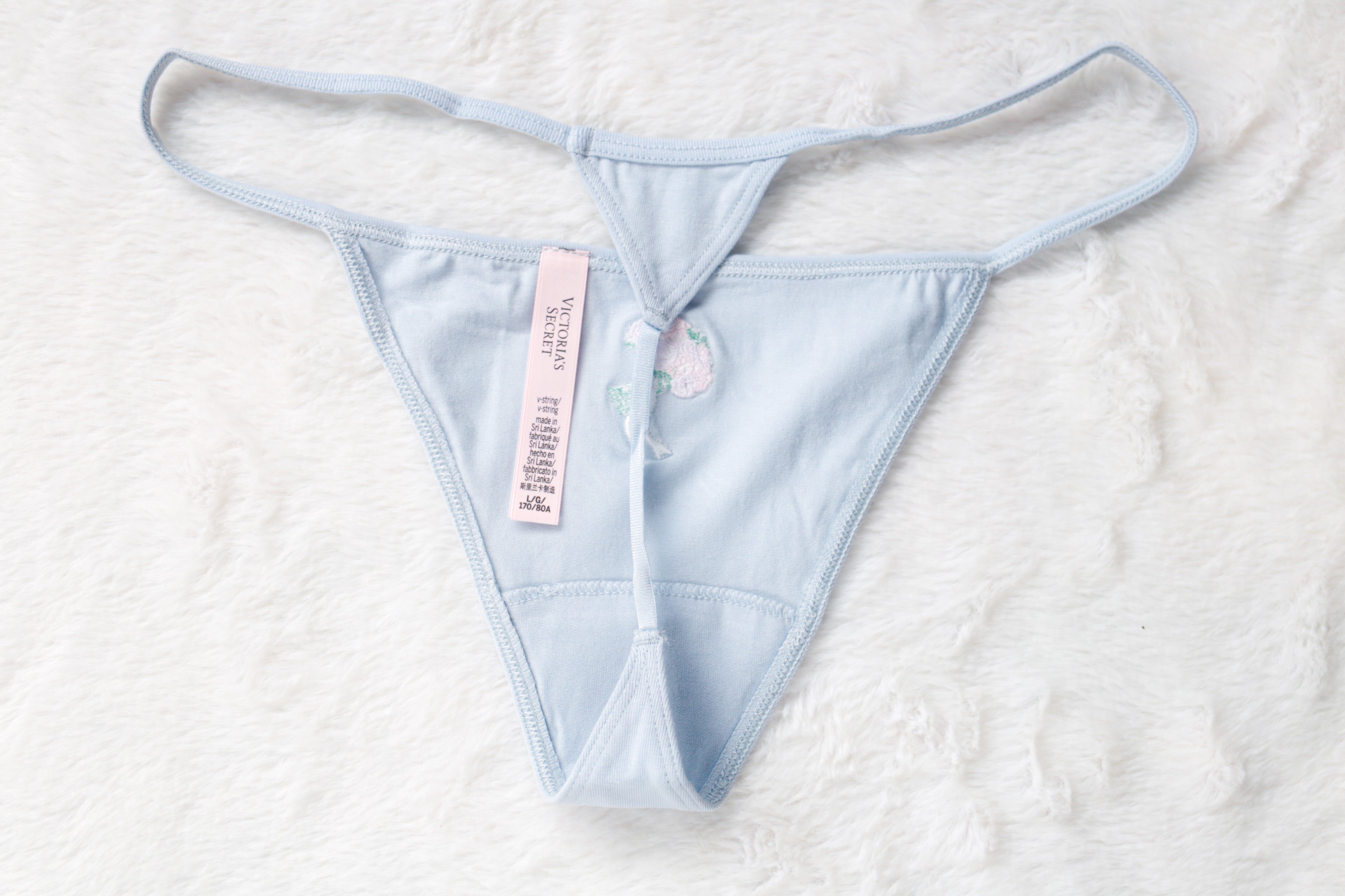 Victoria's Secret Bridal Cotton Stretch V-string Panty Medium NEW