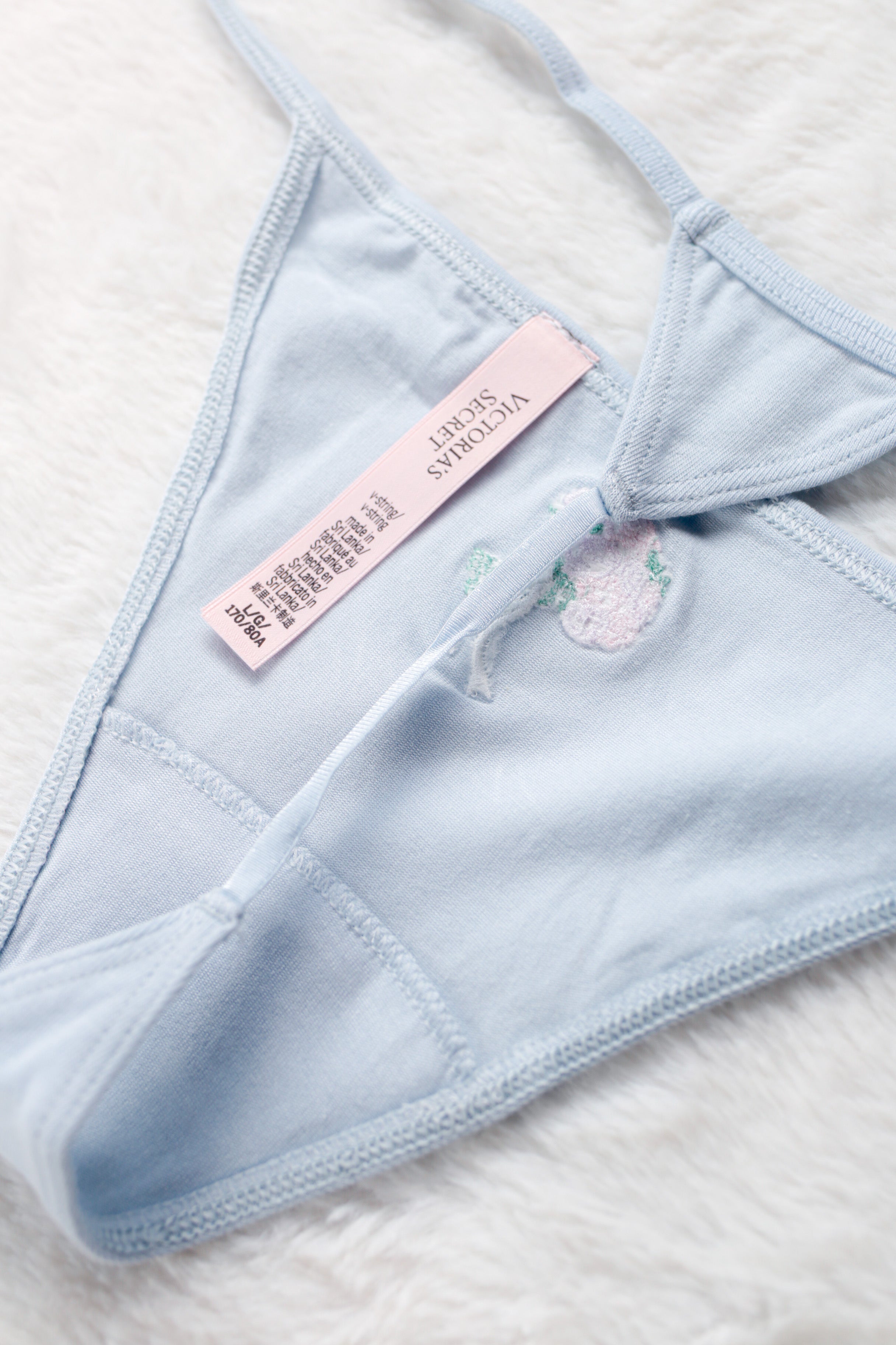 Victoria's Secret Bridal Cotton Stretch V-string Panty Medium NEW