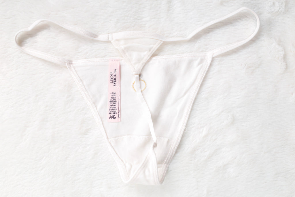 Victoria's Secret Bridal Cotton Stretch V-string Panty Medium NEW