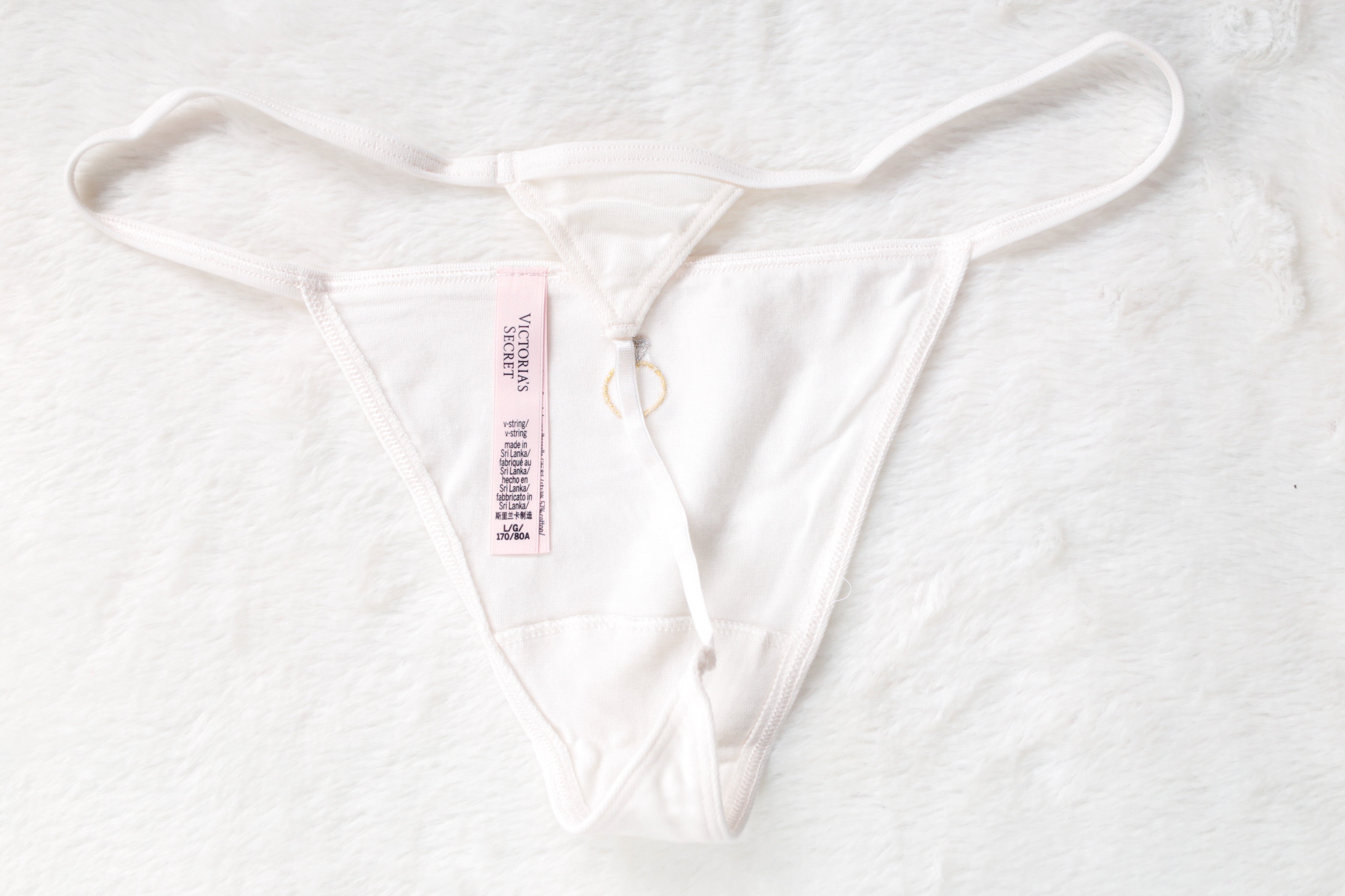 Victoria's Secret Bridal Cotton Stretch V-string Panty Medium NEW