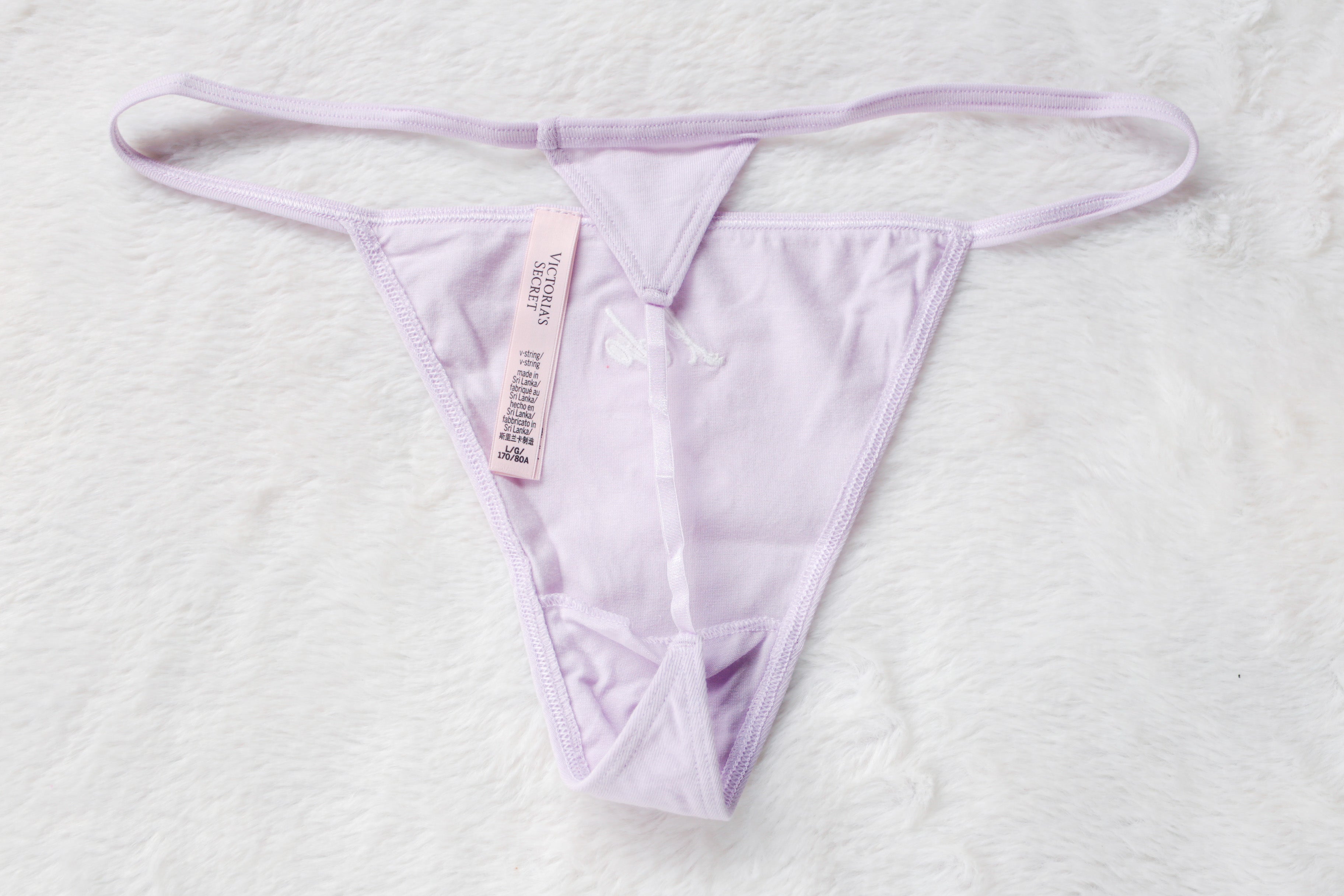 Victoria's Secret Bridal Cotton Stretch V-string Panty Medium NEW