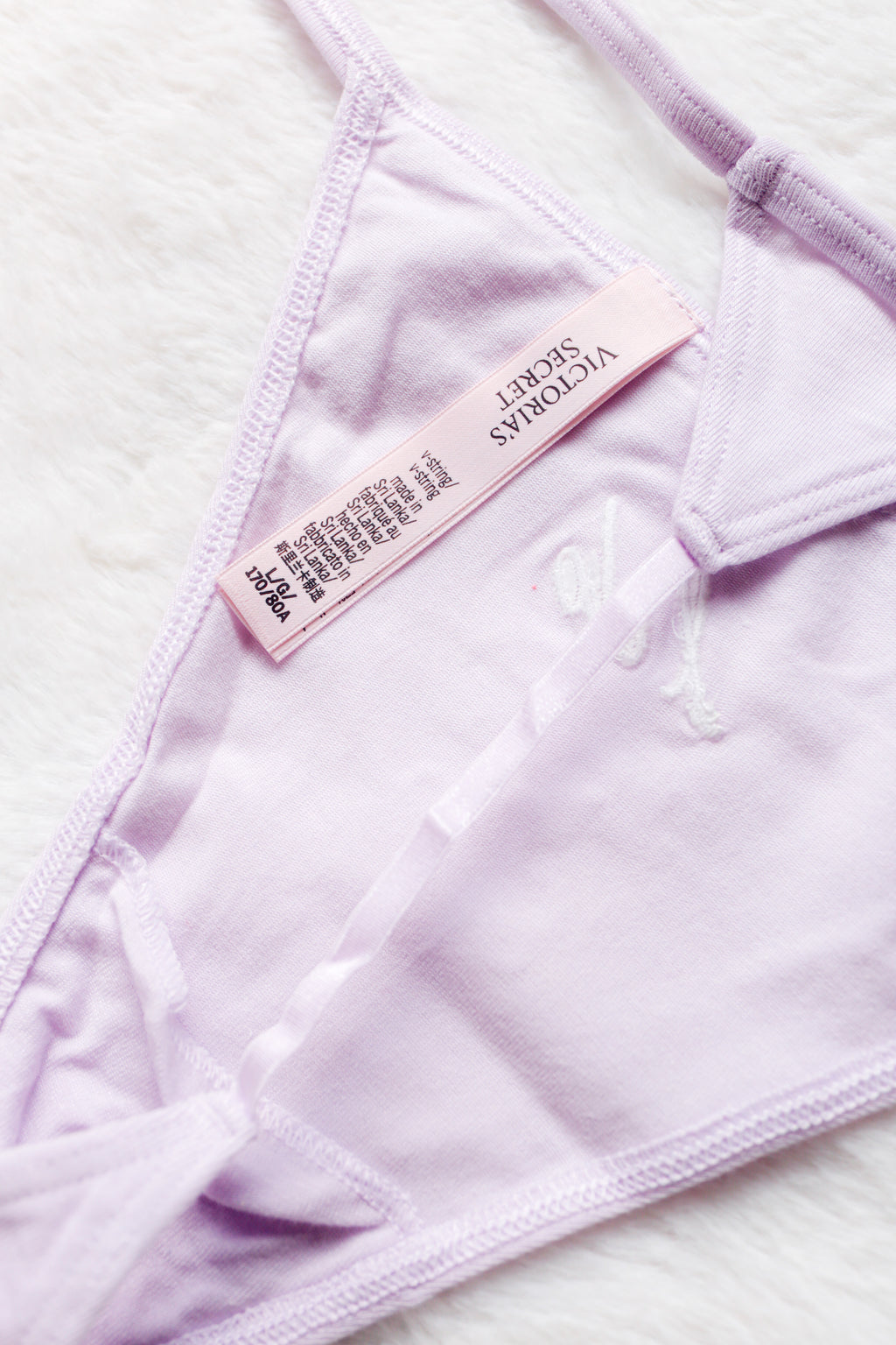 Victoria's Secret Bridal Cotton Stretch V-string Panty Medium NEW
