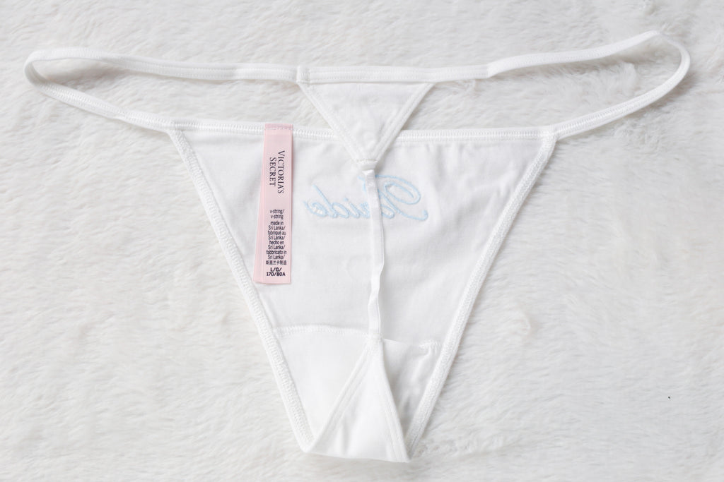 Victoria's Secret Bridal Cotton Stretch V-string Panty Medium NEW