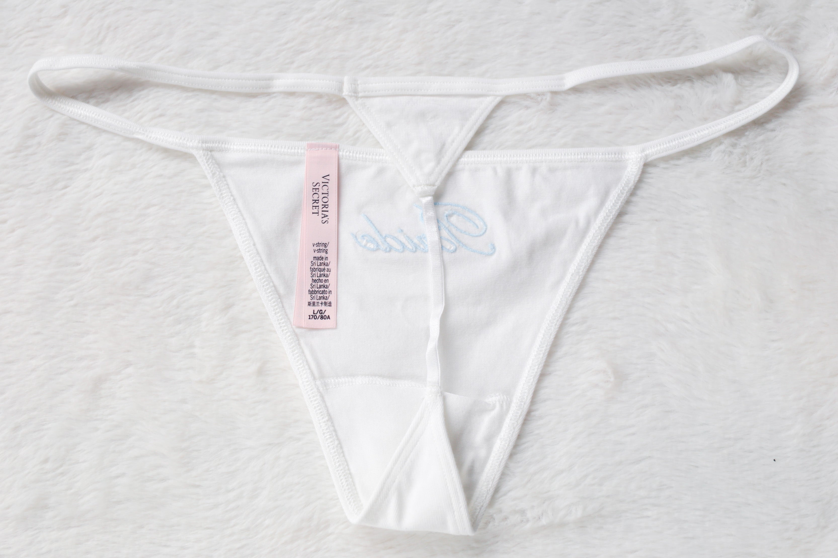 Victoria's Secret Bridal Cotton Stretch V-string Panty Medium NEW